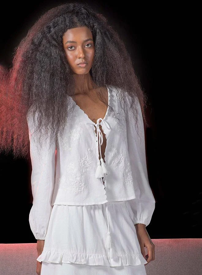 فيرجيو فيرجيو توب فيسكوز مطرز بربطة